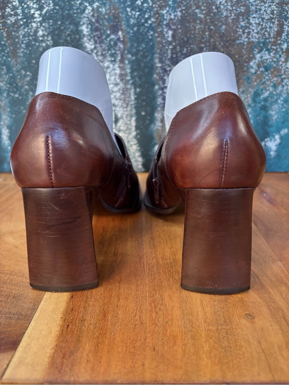 Diba Justice Vintage 1990s Dark Academia Square Toe Leather Heels 8.5 VGVC - Picture 6 of 11